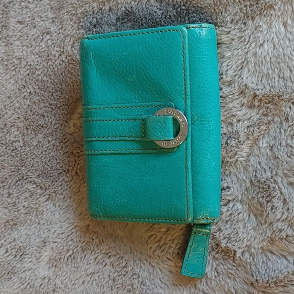 Danier Teal Genuine Leather Wallet - Picture 1 of 14